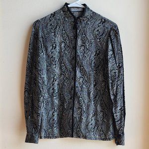 Jaeger Vintage 100% Wool Paisley Button Down Shirt Size Small